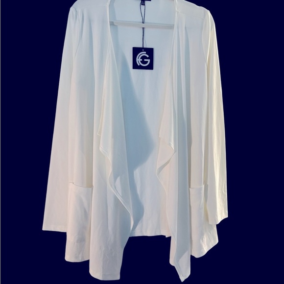 ✨ Franne Golde White Open Front Flowing Top (M) – Timeless & Polished Look - Picture 5 of 7